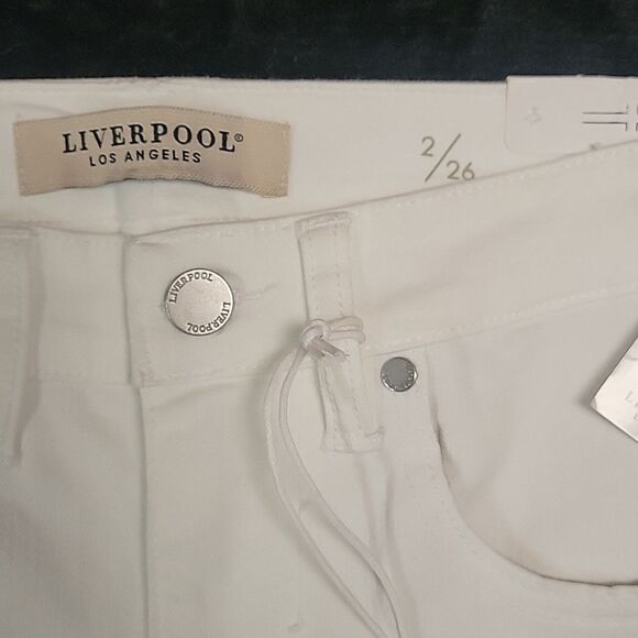 LIVERPOOL Kennedy Crop Straight Leg Jeans Sporty White W/ Stripe Size 2 - Picture 3 of 8